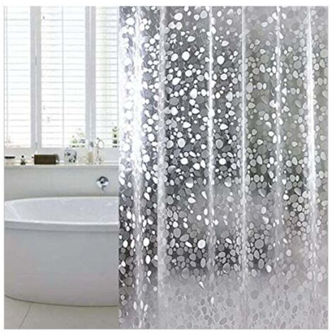 ZVD 12 Crochets Douche Anti-Moisissure Rideau Douche EVA Anti-Moisissure 3D Rideau Douche Rideau Douche Transparent avec ,Impermable Antibacterial, pour Baignoire, Salle de Bain