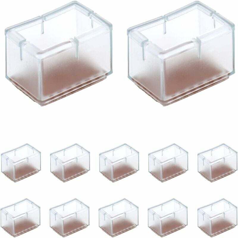ZVD-12 Pcs Protection Pied de Chaise Rectangle en Silicone pour Jambes de Chaise/Table/Sofa Largeur 24-30mm x Longueur 39-47mm