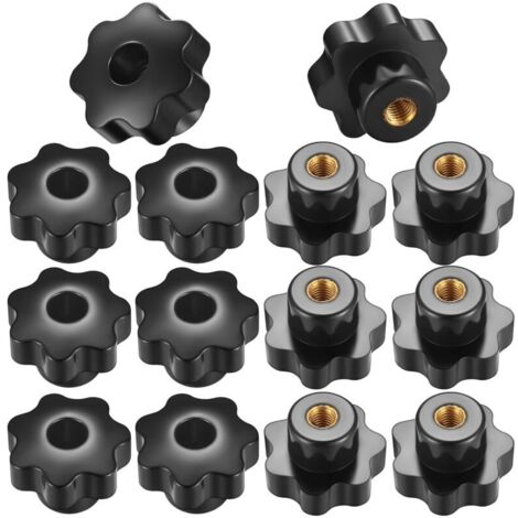 ZVD 14 Pièces Bouton de Serrage à Filetage Moleté M8, Poignée Boutons en Etoile Filetage Intérieur pour Appareils Mécaniques, Instruments