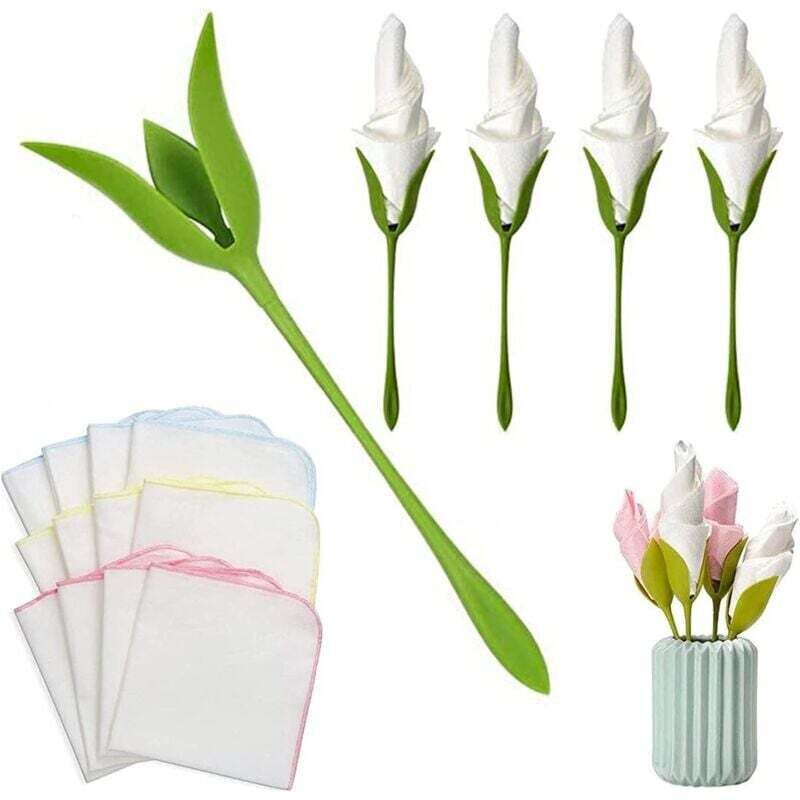 ZVD - 16 pièces Porte-Serviette Fleur Rose, Outil de Décoration avec 18 Serviettes de Gaze