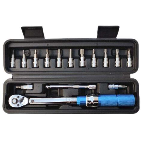 ZVD 2-24N.m 1/4 Pouce Drive 15 PCS Clé dynamométrique Préréglée Ensemble d'embouts de Clé dynamométrique à Dégagement Rapide Mini Clé dynamométrique Réglable Portable Ménage Vélo Voiture Auto Réparati