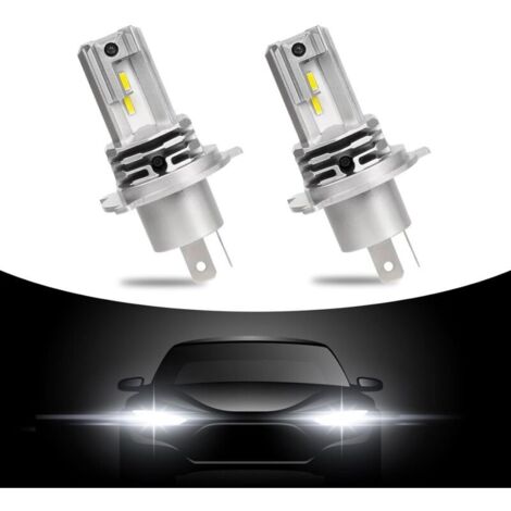 ZVD 2 Pièces Ampoule H4 LED 6500K Blanche,60W Extrêmement Lumineuses,Plug and Play 12V Phares Pour Voiture et Moto