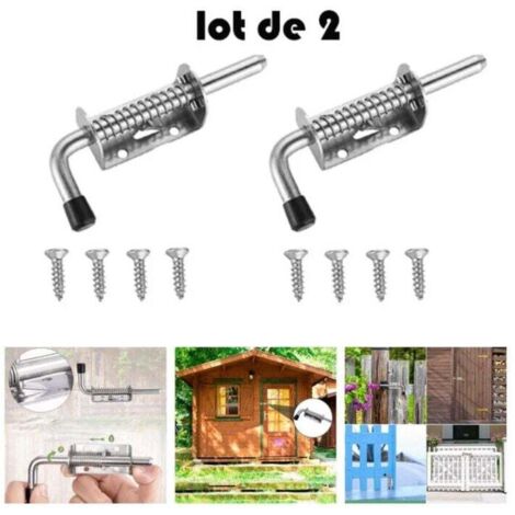 ZVD 2 Pièces Loquet Ressort Robuste Inox, 10 X 128mm Boulons à Ressort en Acier Inoxydable, Barrel Bolt pour Porte de Garage/de Jardin, Placard