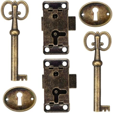 ZVD-2 Pièces Serrure Antique en Métal, Serrure de Sécurité pour Armoire et Tiroir, Style Rétro pour Bijoux