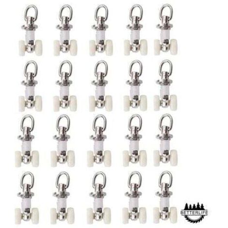 ZVD- 20 Pièces Rouleaux de Rail Planeur de Voie de Rideau Plastique Twin à roulettes en Alliage d'aluminium