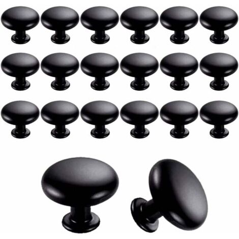 ZVD 20 pomos para puertas y cajones de 30 mm, estilo vintage, para muebles y armarios de cocina (negros)