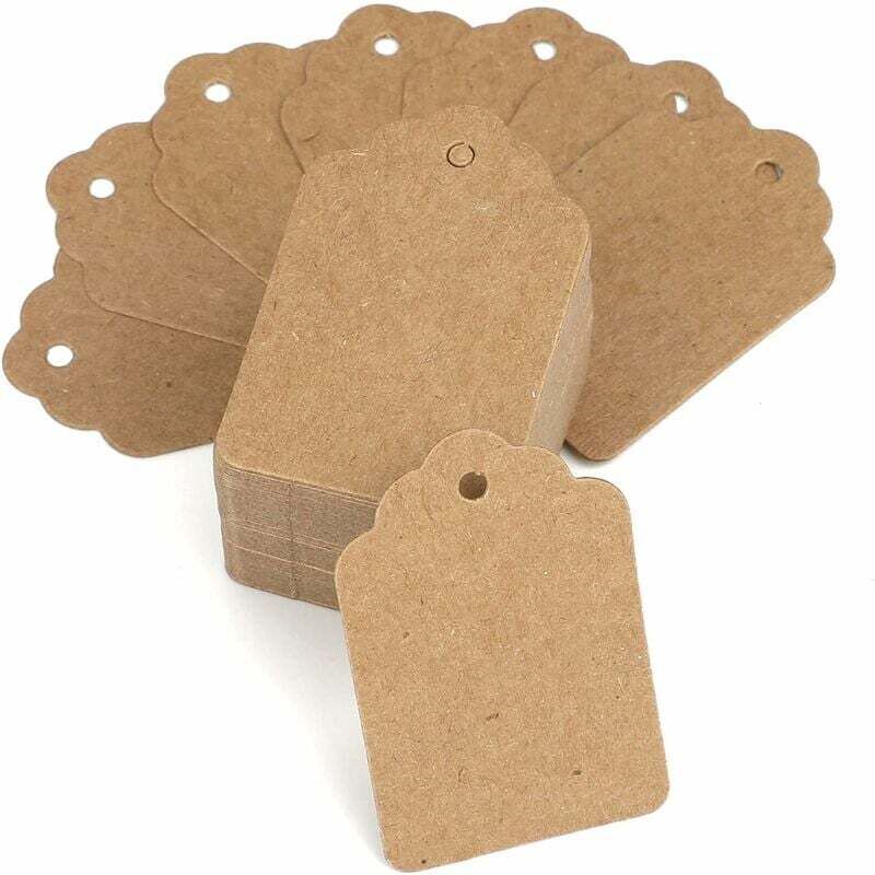 200PCS Etiquettes de Prix Kraft Étiquettes 3.2x5 cm Tag Étiquettes de Magasin Étiquettes Vêtements pour Produit de Vêtement de Bijoux,Marron - ZVD