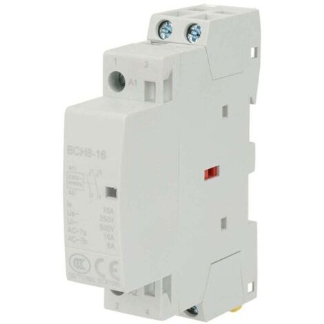 Contacteur AC Modulaire 2 Pôles 20A - 24V/220V/230V, Montage Rail DIN, Pour Commande D'Éclairage, Pompe, Moteur (2NO)