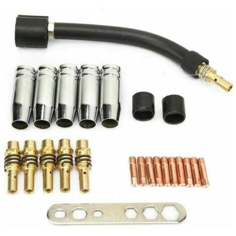 ZVD 24 Pcs 0.8 Contact Contact MIG Soudage Contact Soudeur Kit De Consommables De Soudage Compatible Pour Binzel 15AK Pistolet De Torche De Soudage