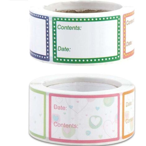 ZVD 2,5x4 cm Étiquettes Alimentaires Autocollantes 2 Rouleaux 400 PCS Étiquettes Autocollantes de Rappel de Date de Congélateur de Congélateur Autocollants