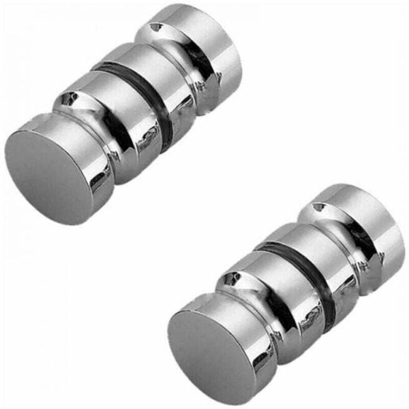 ZVD - 2pc Lot De 2 Boutons De Porte De Douche Ronds En Acier Inoxydable 304 Chromé Poli