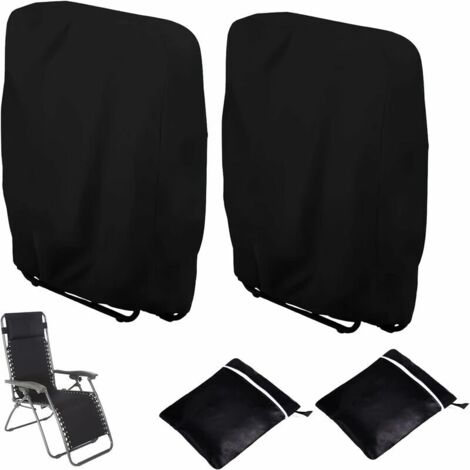 ZVD-2pcs Housse de Protection pour Chaise Longue Pliante, Coupe-Vent Anti-UV Imperméable Housses pour Chaises de Jardin Pliantes, Housse de Chaise Longue de Jardin, avec Sac de Transport (Noir)