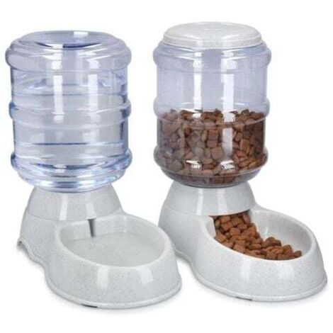 ZVD- 2X Dispensadores de Comida Seca y Agua - Accesorio para Gatos y Perros - 2X Comederos Automáticos - para Gatos, Perros y Conejos - Capacidad 3.8L