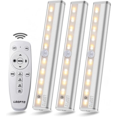 ZVD 3 Pack Wireless LED Under Cabinet Light with Remote Control - for Bedrooms, Closets, Display Cabinets, No Wiring Required