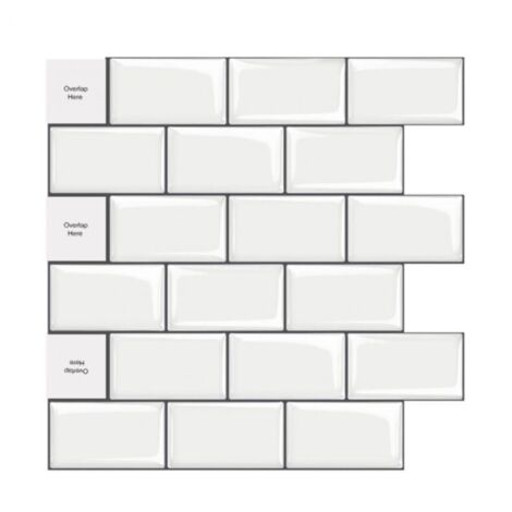 ZVD 30x30cm 3D Stickers Autocollants Lot de 10 PVC Décoration Murale Ardoise Adhésifs Sticker Set avec Carreau Blanc-Noir Design pour Carrelage de Cuisine Salle de Bain