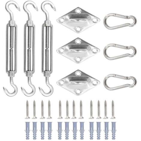ZVD 33 pièces accessoires de voile d'ombrage en acier inoxydable, kit d'auvent extérieur pour terrasse de jardin, vis à crochet à ressort,5mm