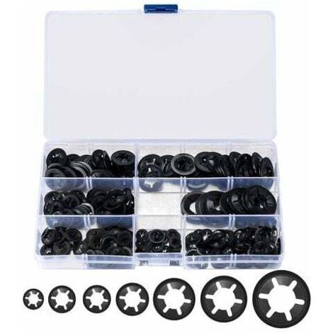 ZVD 340 Pcs Rondelles , Rondelles de Blocage, Rondelles À Verrouillage, Vitesse Pousser Des Clips De Vitesse Fixations Rondelles - M3/M4/M5/M6/M8/M10/M12, Noir