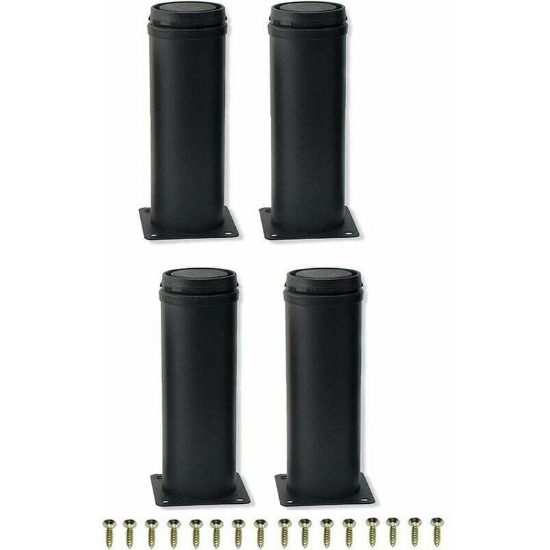 4 pièces 15 cm Noir en Acier Inoxydable réglable en métal Pieds de Meubles pour Armoire Pieds de Table canapé Pieds Meubles Pied de
