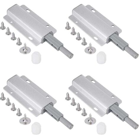 ZVD 4 pièces loquet magnétique pour ouvre-porte à poussoir, ouvre-porte à poussoir pour ouvrir l'aimant d'ouvre-porte, ferme-porte magnétique à poussoir (argent)-Fei Yu