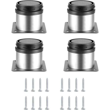 ZVD 4 Pièces Pieds de Meubles Réglables, Pied de Table Reglable Hauteur Métal, Pieds Meuble Cuisine, Pieds de Meubles Armoires éTagèRes Table Acier Inoxydable, avec Vis - 50x50 mm