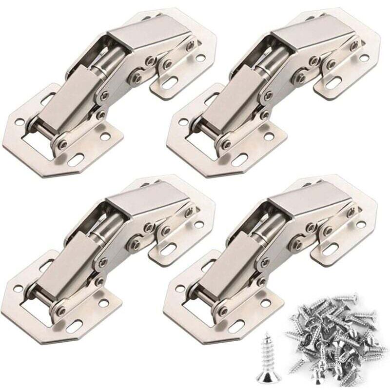 ZVD - 4PCS Charnière Porte Placard 90 Degrés avec Vis Amortisseur Piston Compression Support Relevable Accessoire Meubles Coin 77mm x 32mm
