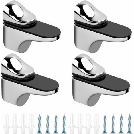 ZVD 4Pcs Support de Tablette en Verre Réglables Pince à Verre en Alliage de Zinc Supports d'Étagère en Verre Fixation Murale avec Vis Tubes d'Expansion pour Verre d'Épaisseur 3-20 mm Planche Bois