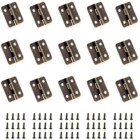 ZVD 50 minibisagras de bronce antiguo, bisagras plegables, conectores DIY, bisagras pequeñas con 200 clavos de repuesto para caja de madera, joyero, gabinete, accesorios DIY.