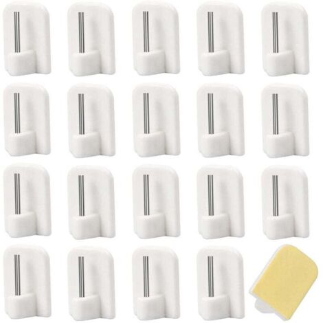 ZVD 50 Pcs Crochets Autocollants pour Barres de Rideaux Supports Tringles à Rideaux pour Salle de Bain Cuisine Chambre