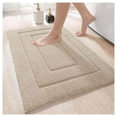 ZVD 50 x 80 cm, Beige, Non-Slip Bath Mat, Soft Microfiber Bathroom Mat, Water Absorbent, Machine Washable, Extra Thick Shower Mat for Bathroom