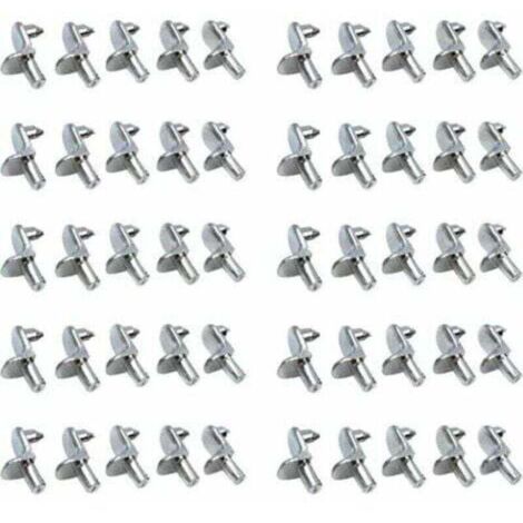 ZVD-50PCS Clavijas de soporte para estantes de metal niquelado, soporte para gabinetes, accesorios de oficina