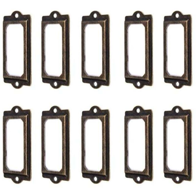 50Pcs porte-étiquette 60 x 17 mm métal bronze vintage porte-étiquette porte-cartes bibliothèque tiroir armoire - ZVD