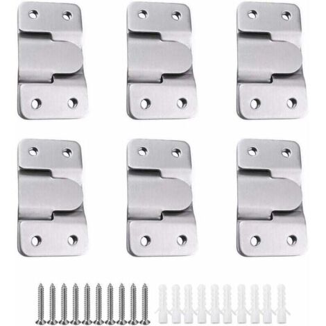ZVD-6 pares [paquete de 12] Soporte de montaje oculto con hebilla de enclavamiento integrada, herraje de pared de acero inoxidable para colgar cuadros, espejos, marcos, salpicaderos y muebles.