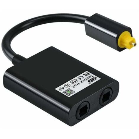 ZVD Adaptador de audio 1 a 2, divisor de cable óptico digital, adaptador de audio de fibra óptica, adaptador divisor de fibra óptica, negro, negro