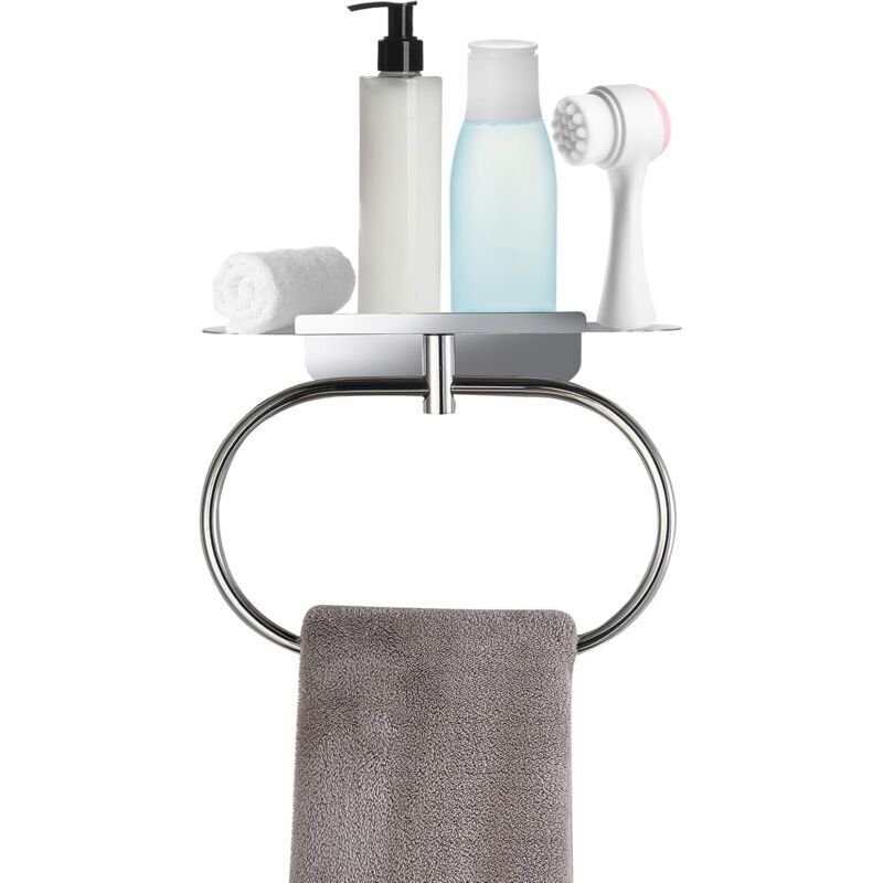 ZVD-Anneau Porte-Serviettes DIYZON avec Support en Acier Inoxydable, Auto-Adhésif ou Percé, Porte-Serviettes Mural pour Salle de Bain et Cuisine