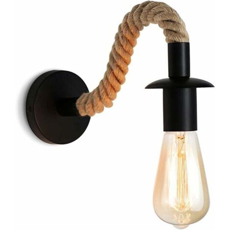 ZVD-Aplique de pared industrial vintage de cuerda de cáñamo, ideal para loft, pasillo o dormitorio, iluminación E27, 220 V