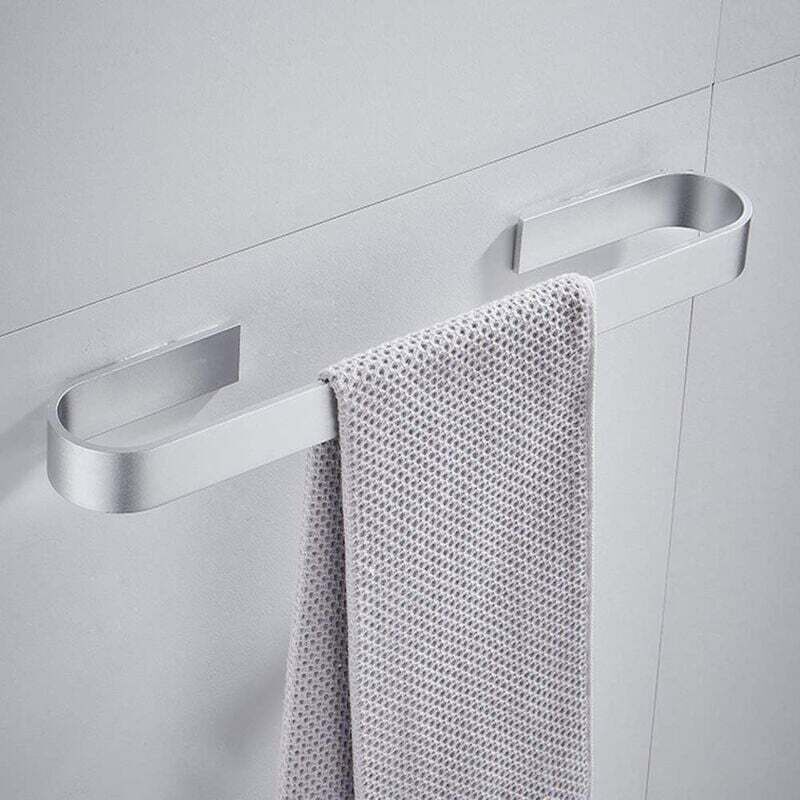 ZVD - Argent, 40 cm) Porte-serviettes mural sans perforation, rails antirouille, serviettes de bain, porte-vêtements, porte-serviettes de cuisine