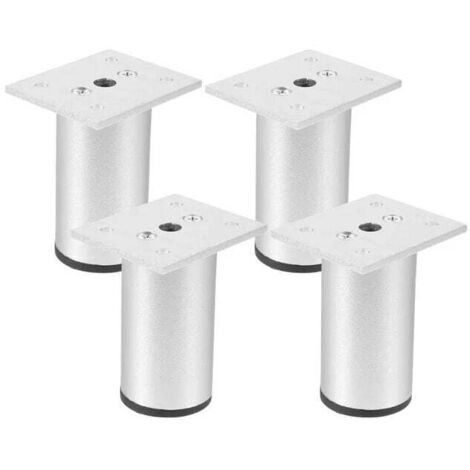 ZVD (Argent)4 Pieds de meuble mat, aluminium 100 mm, pieds de meuble TV, adaptés aux tables basses d'armoire, pieds de support de canapé de meuble