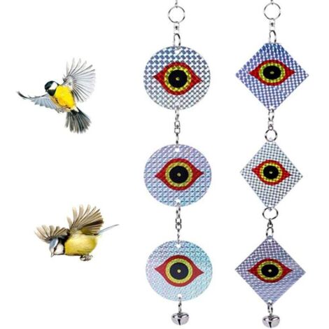 ZVD-Balcón Ahuyentador De Palomas, Ahuyentador De Palomas Ahuyentador De Aves Reflectante Repelente De Ojos De Búho con Campana Ahuyentador De Aves,2