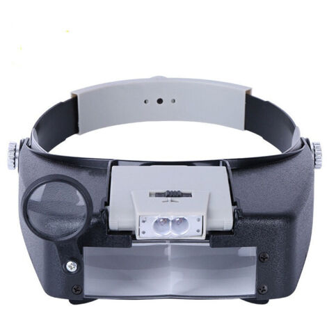 ZVD-Bandeau Loupe Horloger Mains Libres Loupe avec Lumière Casque Loupe Grossissante avec LED Lumière, pour Horloger, Bijoutier, Lecture