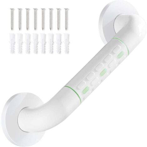 ZVD Barre d'appui de salle de bain blanche antidérapante 30 cm,Main courante simple sans barrière blanche