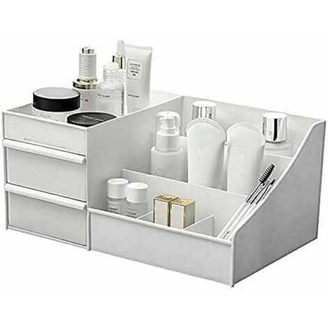 ZVD Boîte de rangement Desktop Cosmetics avec tiroirs, 28,5 18 13 (blanc)-Fei Yu