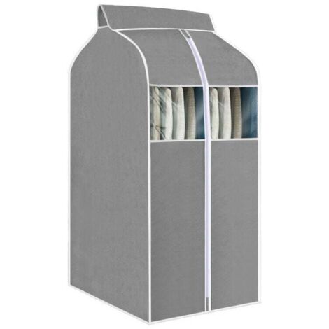ZVD Bolsa organizadora para colgar ropa, color beige, con ventanas de PVC transparente, resistente al polvo, 60 x 48 x 100 cm.