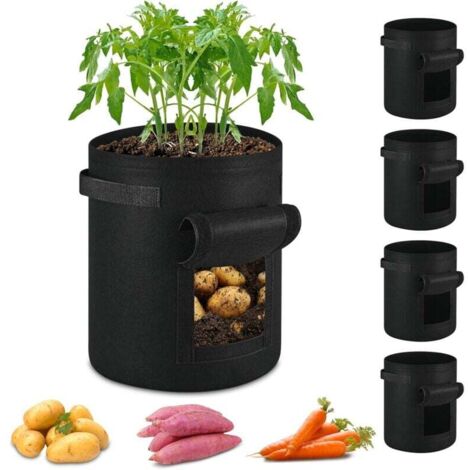 ZVD bolsas de siembra no tejidas de 20 L, adecuadas para el cultivo de frutas y verduras en el balcón o jardín, color negro