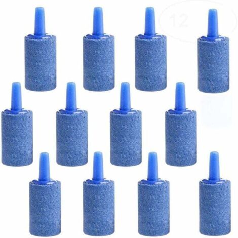 ZVD Bulle d'air Aérateur Pierre, Pierre à Air Aquarium, Minérale Pompe Diffuseur, pour Pompe d'Aquarium Et Bassin Hydroponique Pond Aquarium, 15 Mm x 25 Mm Bleu，，12Pcs