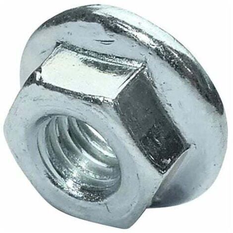 ZVD- C49643 - Paquete de 100 tuercas hexagonales con collar/base dentada M6 Ø exterior 13mm - en acero al carbono dureza 8 - tuerca de seguridad autoblocante - DIN 6923