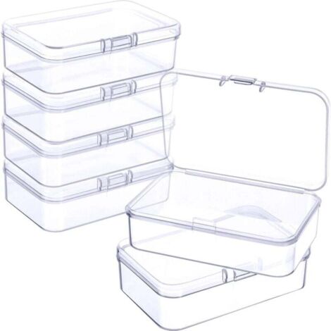 ZVD Caja de almacenamiento de plástico transparente para guardar objetos pequeños variados, paquete de 6 (8,5 x 8,5 x 2,5 cm)