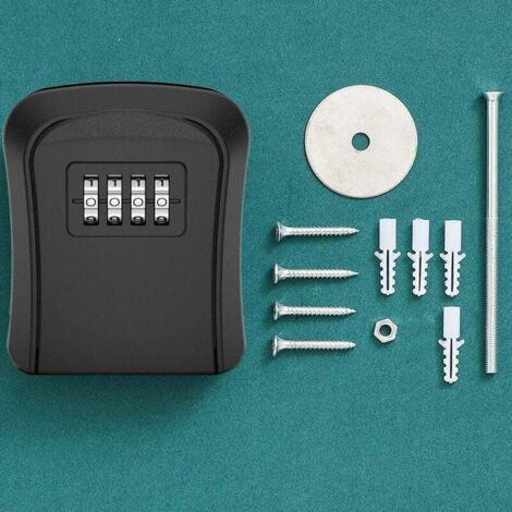 ZVD Caja de seguridad para llaves negra, con cerradura de combinación de 4 dígitos, caja de llaves grande, resistente al agua y al óxido, caja de llaves montada en la pared para uso en interiores y ex