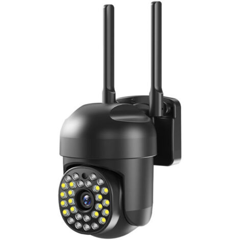 ZVD Caméra de sécurité extérieure PTZ IP 360°, détection de mouvement, vision nocturne couleur, étanchéité IP66 (noire)