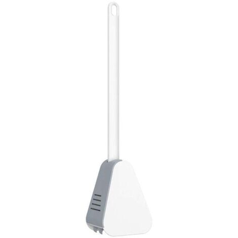 ZVD Cepillo de inodoro de silicona para golf, mango largo, montado en la pared, cabezal de cepillo de inodoro de silicona para golf con soportes, para baño (blanco).