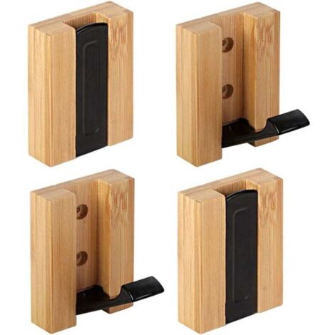 ZVD-Crochet Patère Mural, 4 Pcs Porte Manteau Crochets Rétractables Bambou Crochet Adhésif 3M pour Suspendre écharpes, Sacs à Main et Autres